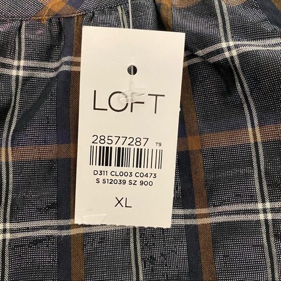 Loft plaid shimmer ruffle trim blouse size XL - Picture 13 of 16